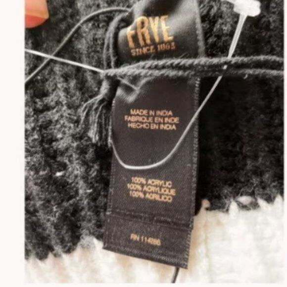 Frye knit beanie black with white trim main image 5